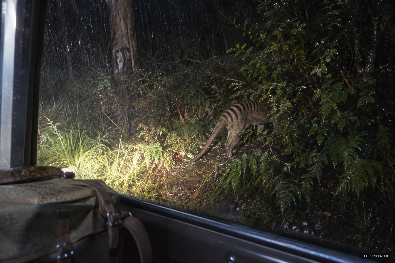 Reaching for his camera upsets the animal, and it disappears into the bush