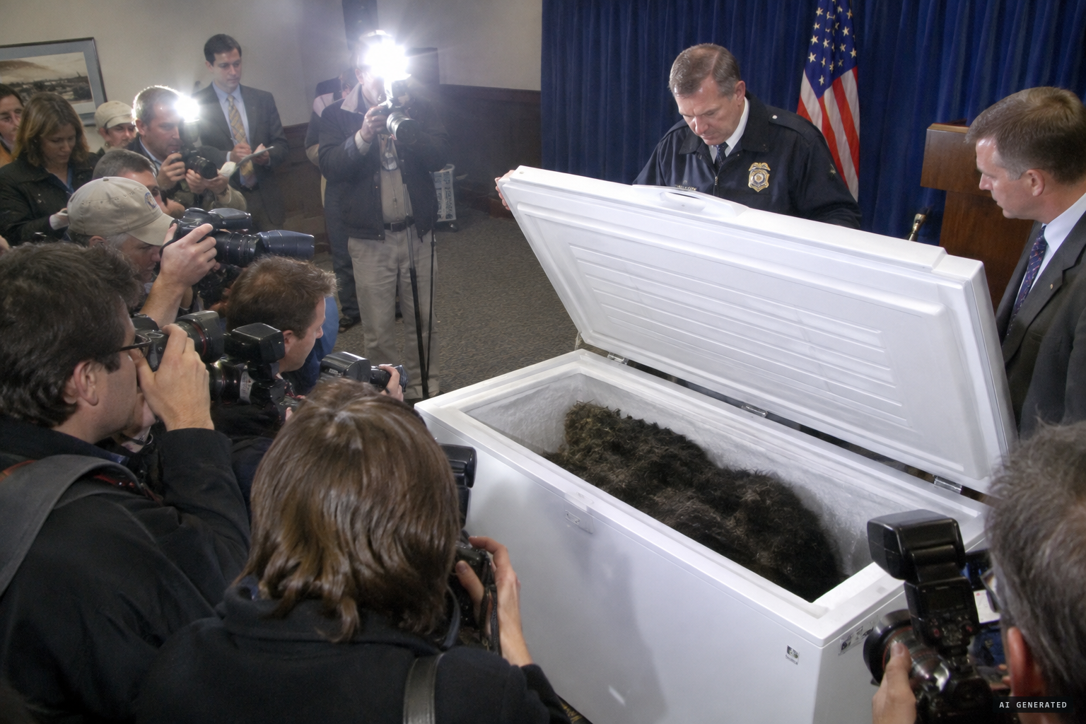The Georgia "Bigfoot body in a freezer", later a rubber gorilla suit