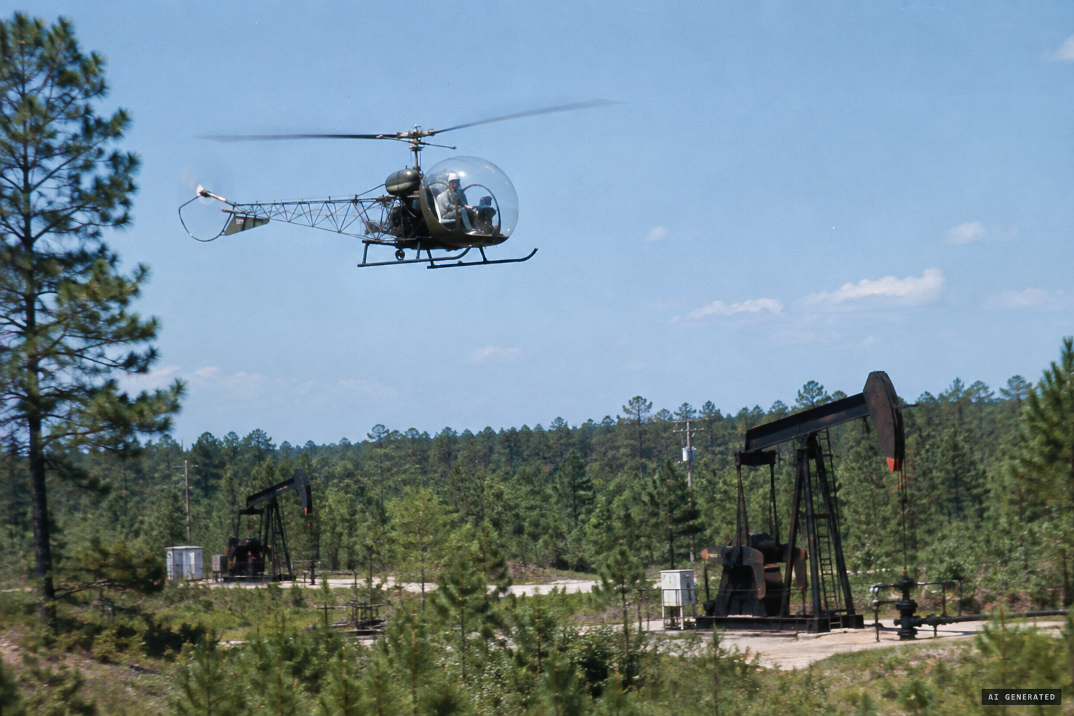Condon Committee investigators searching the area by helicopter