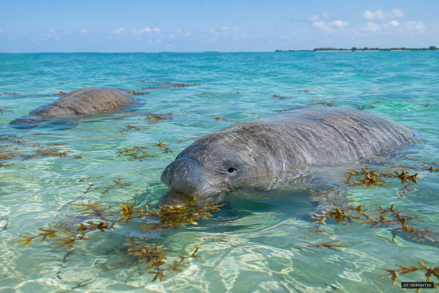 Manatees and dugongs, blamed for Columbus's mermaids, and hair like seaweed