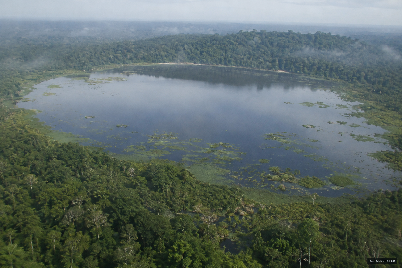 Lake Tele, ringed by swamp in the Likouala forest of northern Congo