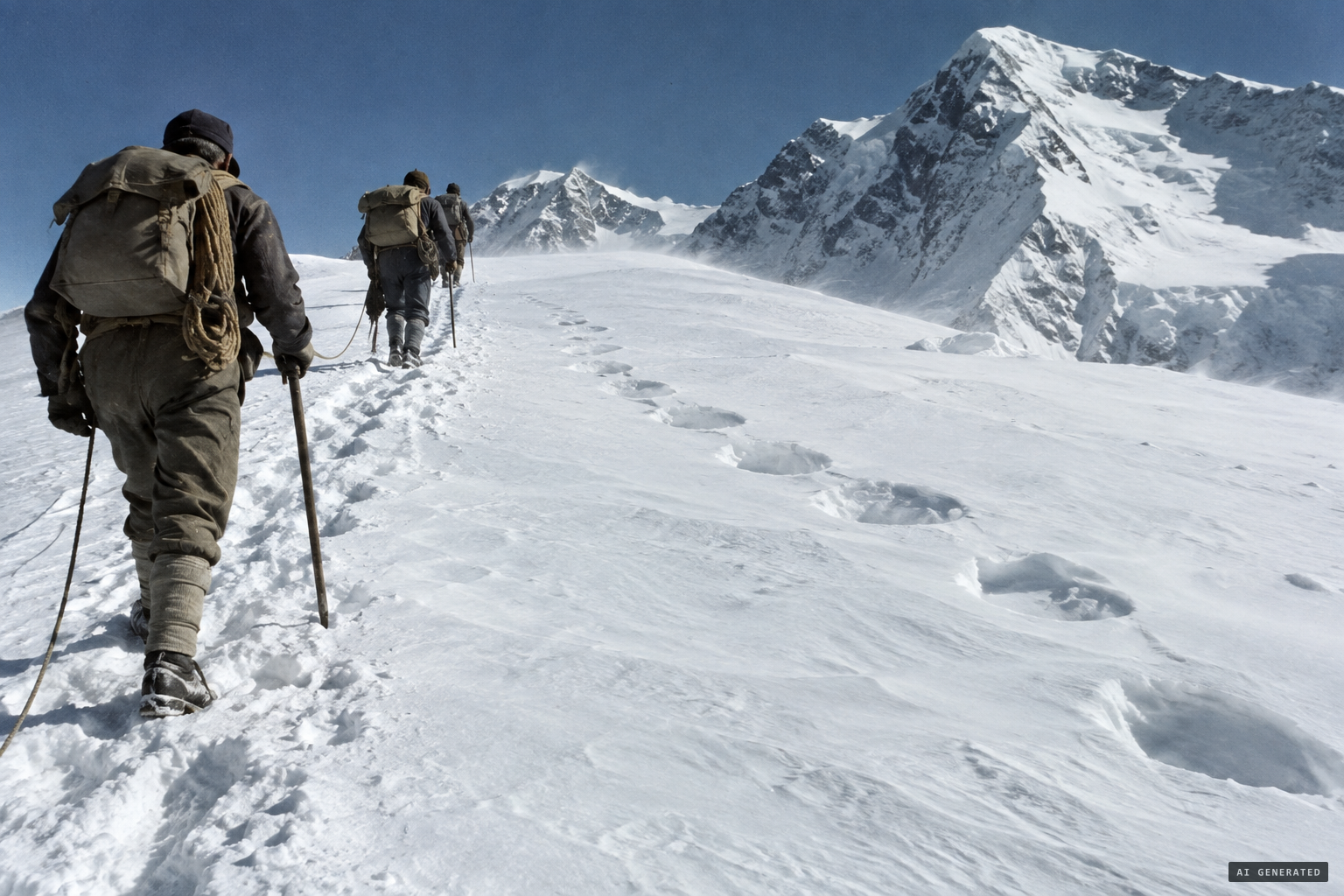 The large footprints reportedly seen on Everest, unsourced