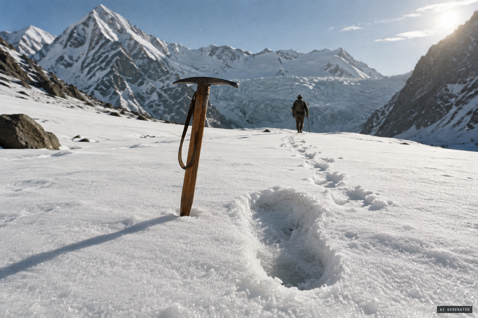 Footprints enlarged by melting, like Shipton's 1951 tracks