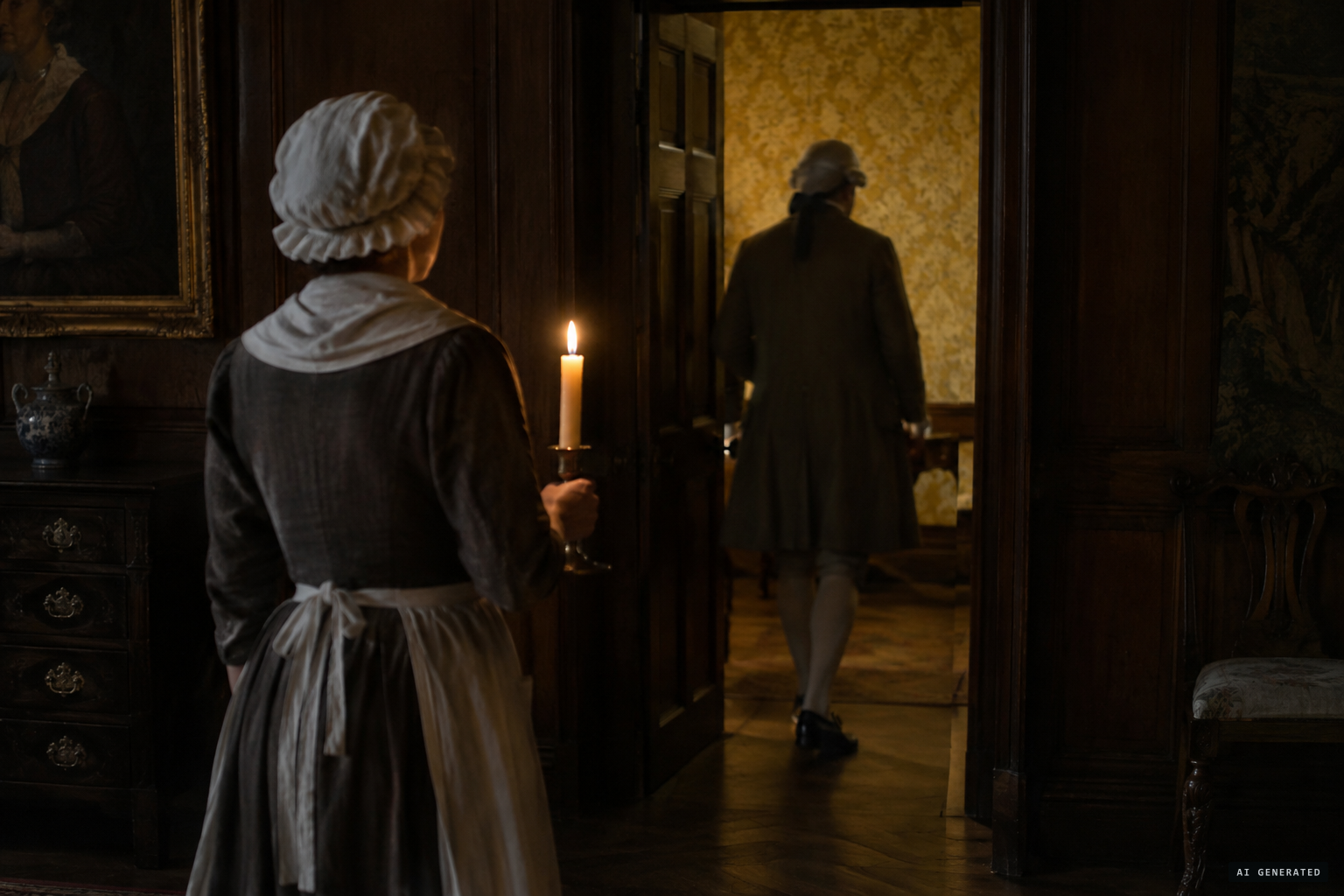 The nurse sees a gentleman in a drab-coloured suit go into the yellow room