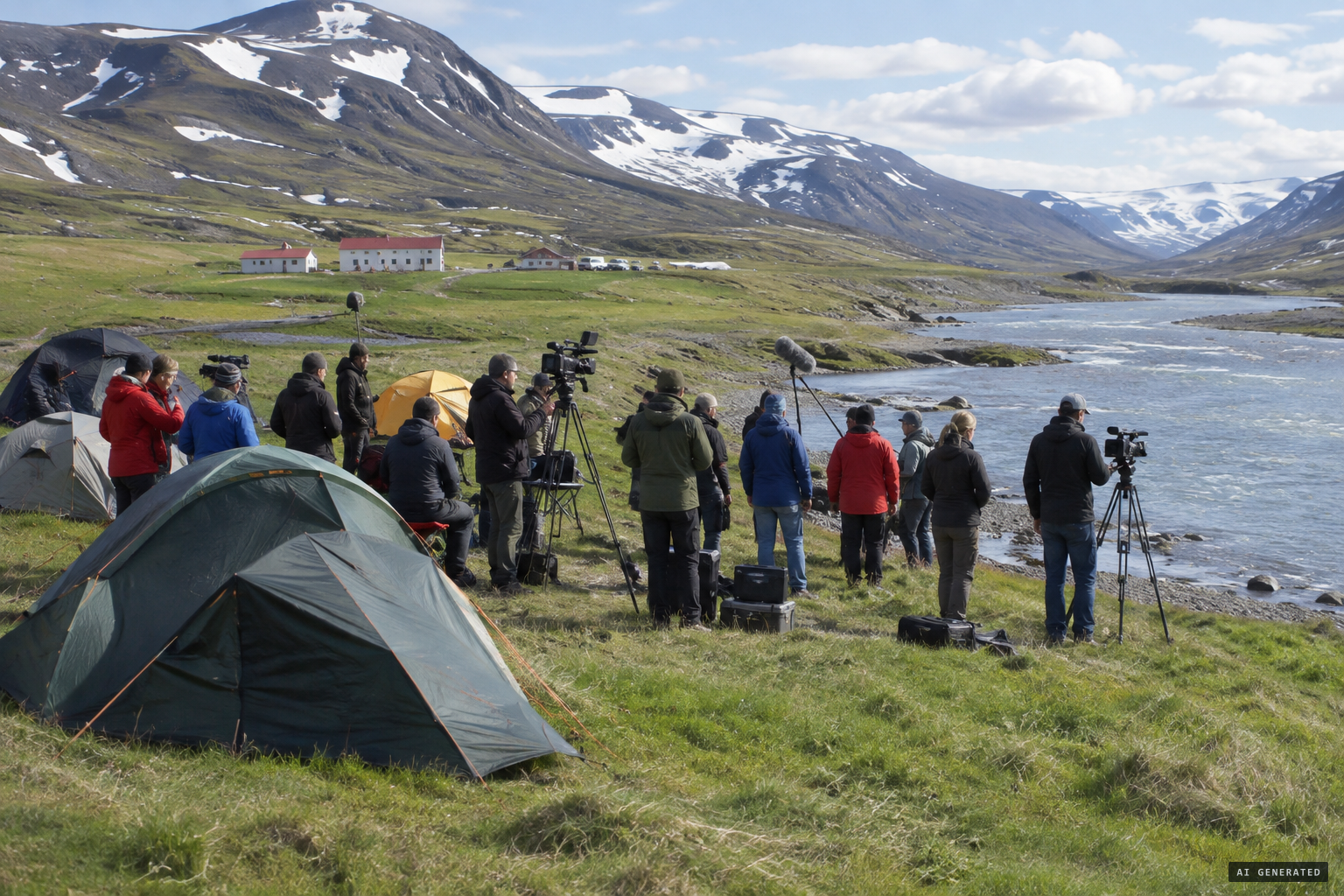The Fact or Faked crew camped at Hrafnkelsstaðir
