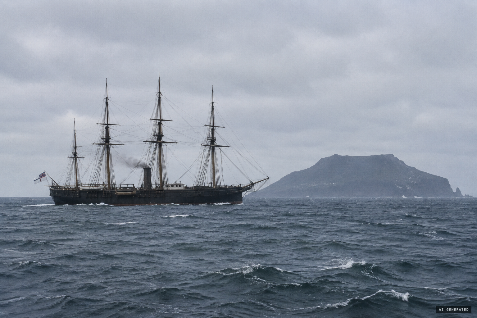 HMS Caroline on passage from Shanghai toward Japan, past Quelpart