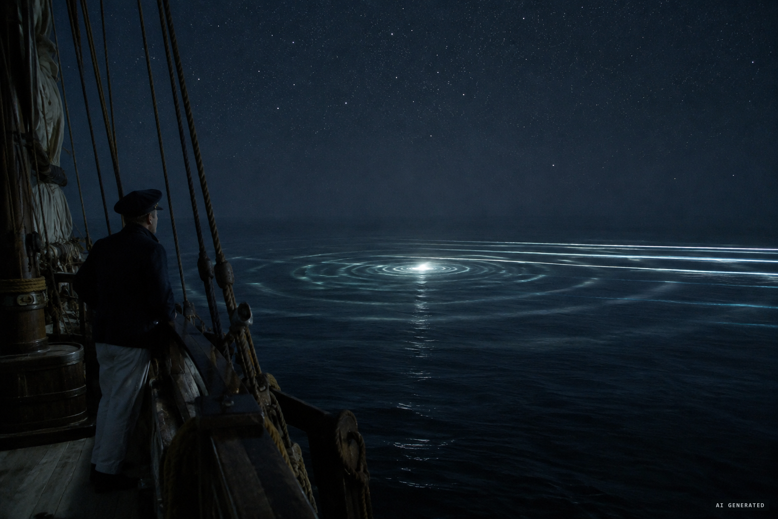 Concentric waves spread from a spot 200 yards east and obliterate the parallel bands