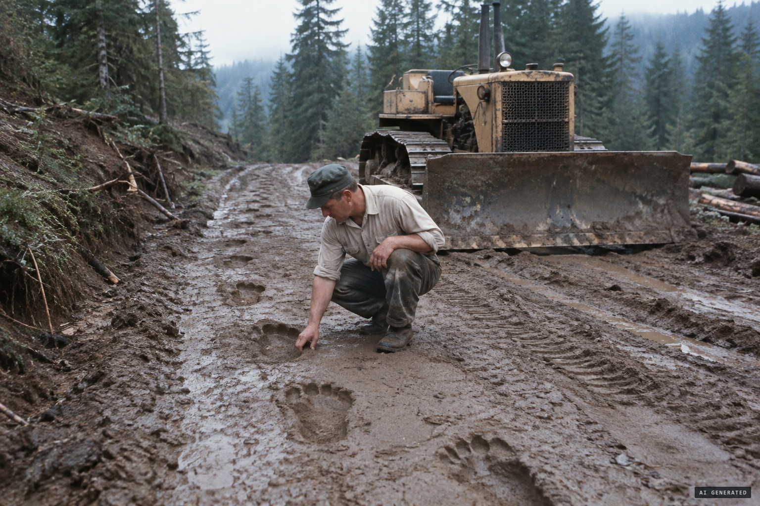 Jerry Crew finds the giant tracks at Bluff Creek in 1958