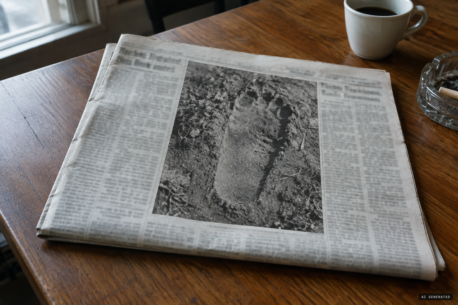 The Humboldt Times prints the alleged Bigfoot footprint, 4 September 1962