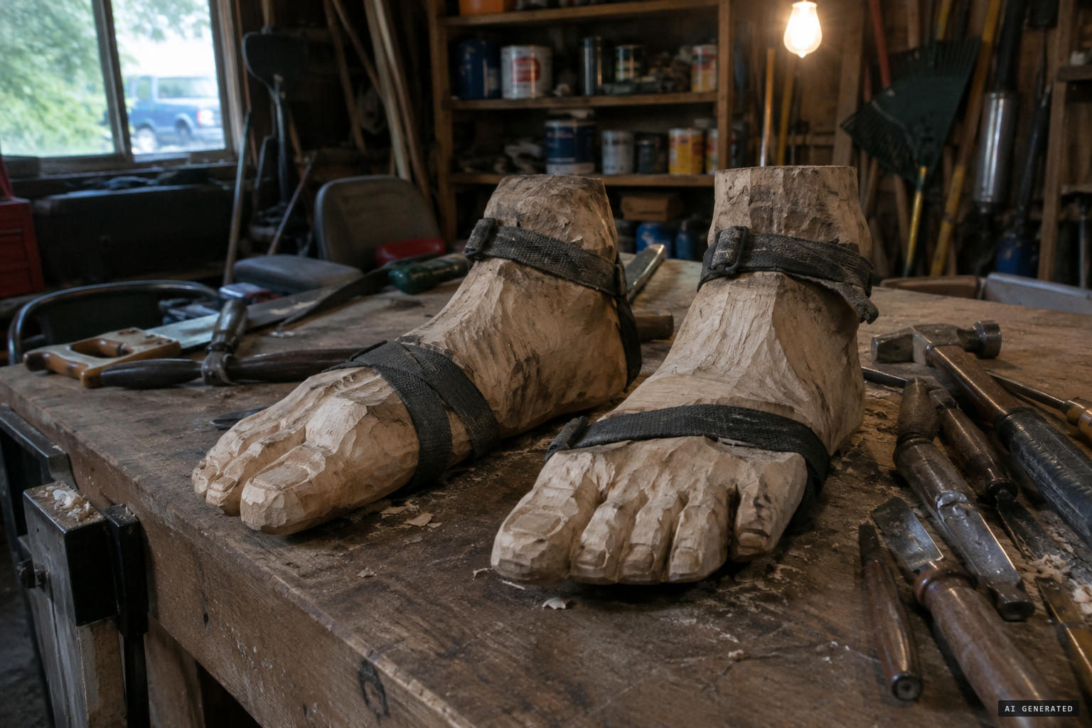 The Wallace family's claimed 'obviously fake wooden feet'
