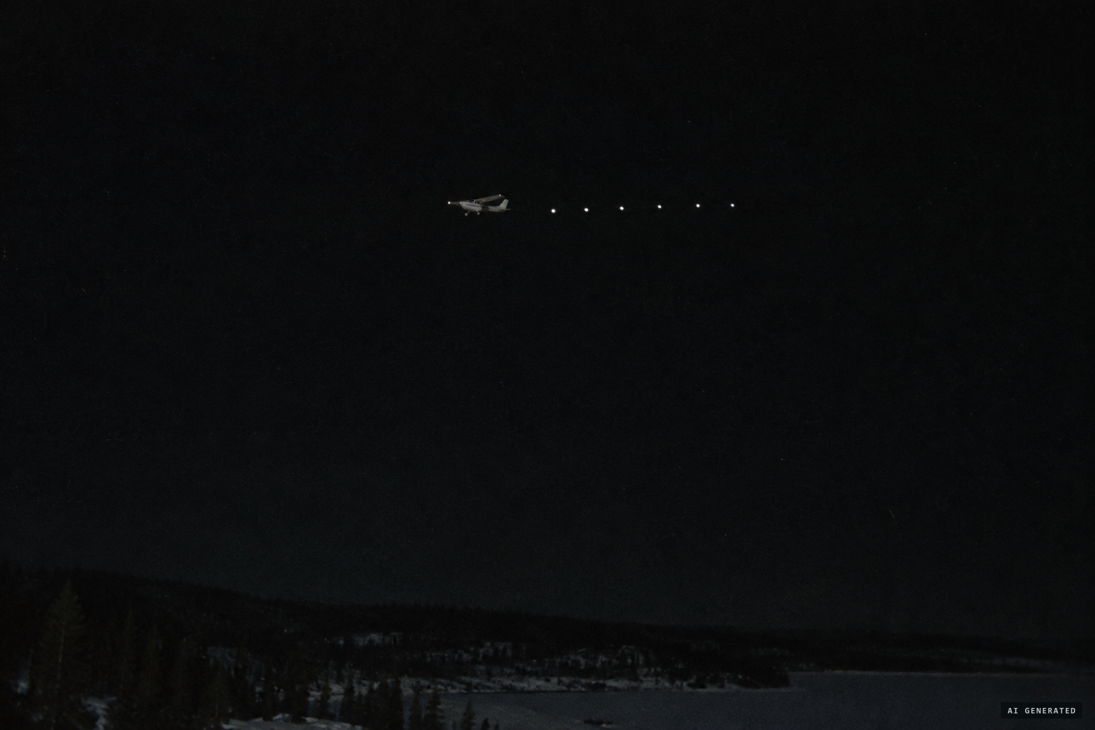 No body, no sound, no radar: lights pacing the plane for about five minutes