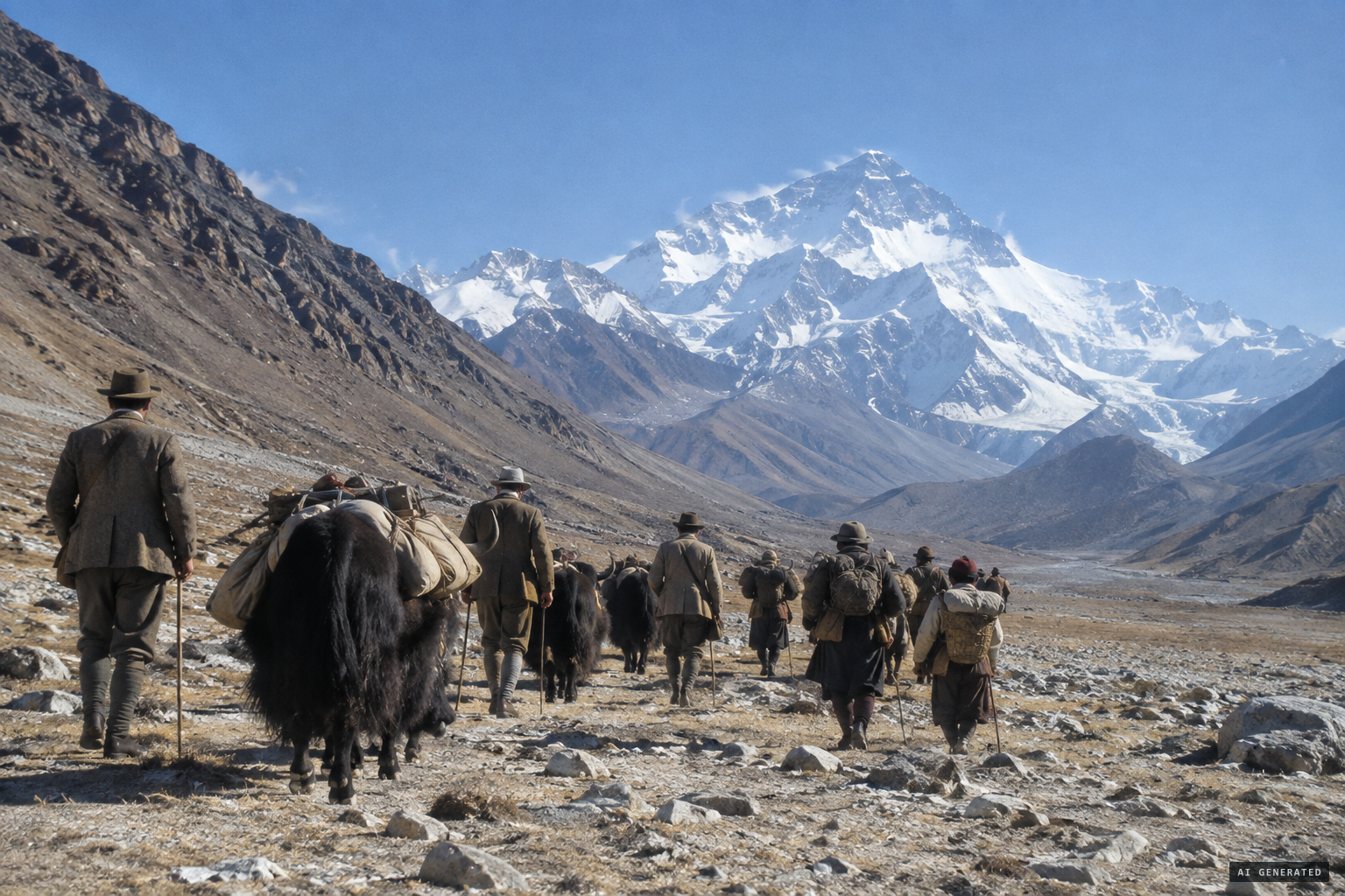 The 1921 British Everest reconnaissance expedition crosses Tibet.