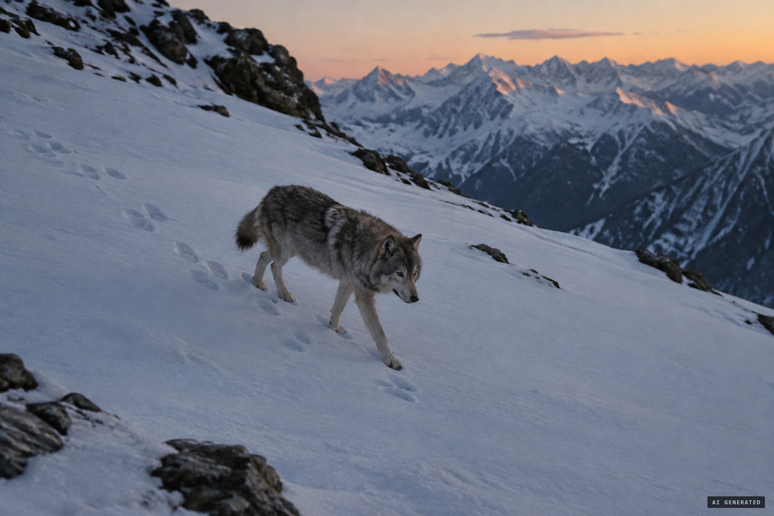 Howard-Bury's answer: a large loping grey wolf leaving double tracks.