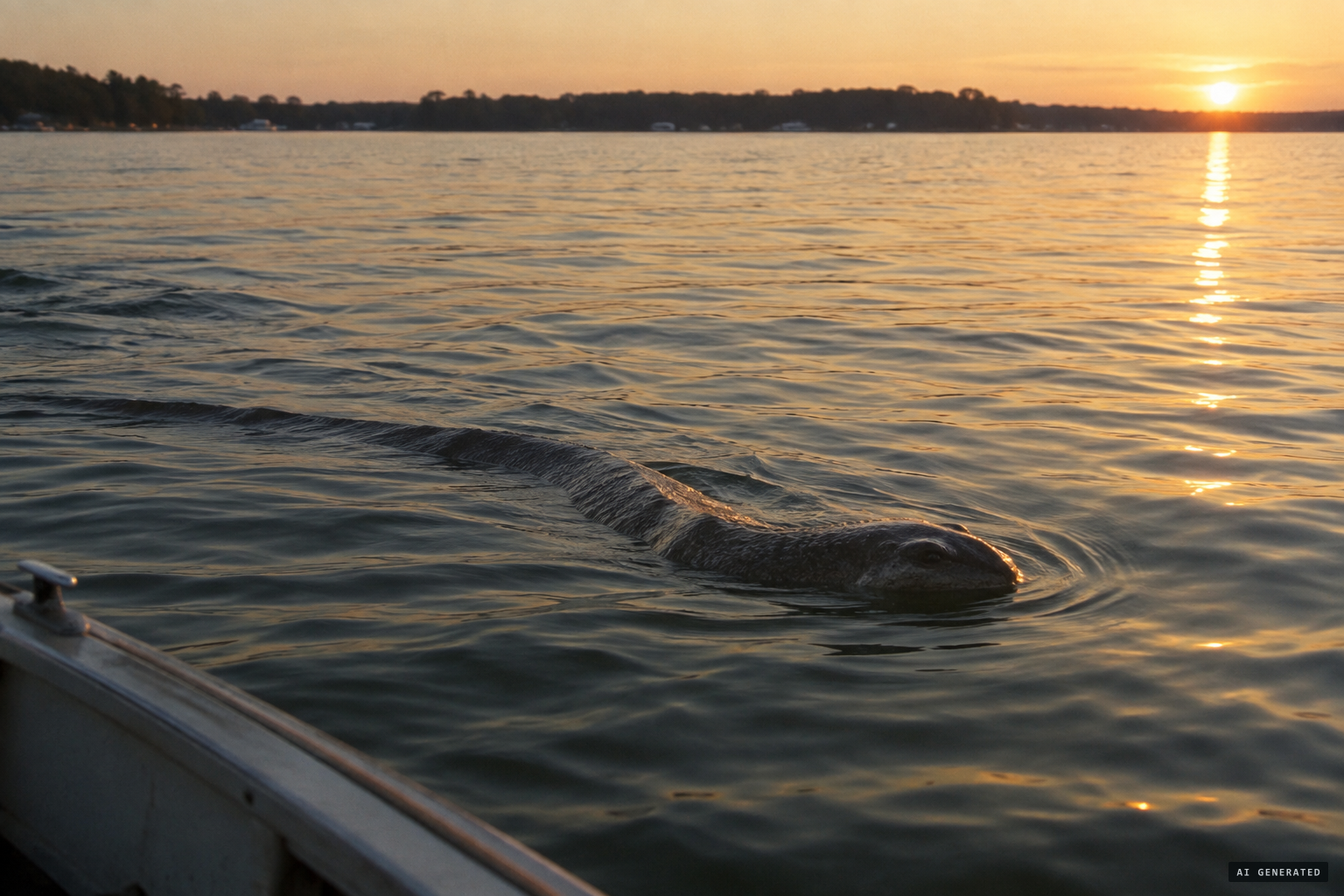 A blunt head "which the water was just rolling over"
