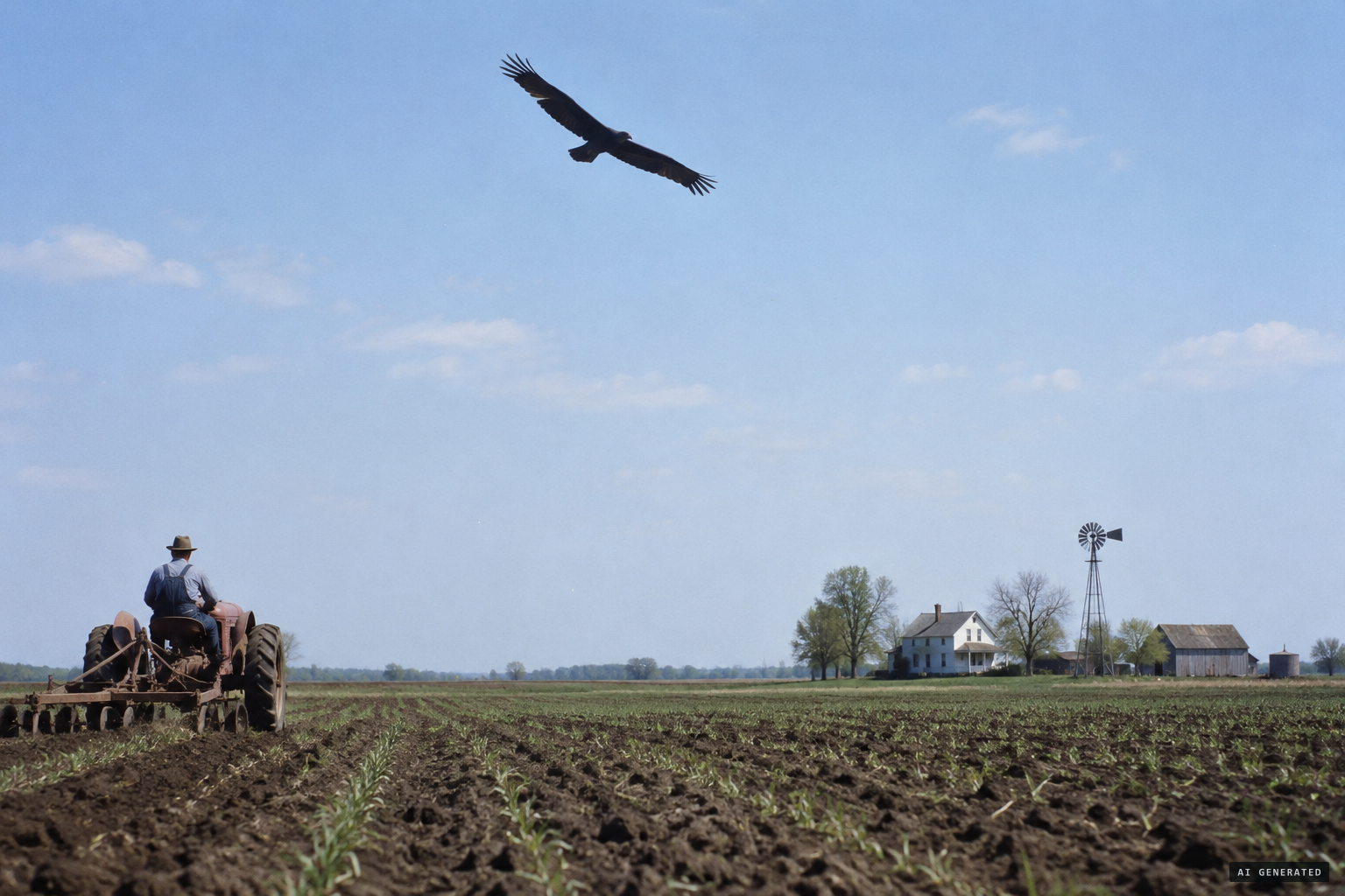 Not a disc this time: a bird over the Illinois countryside, spring 1948
