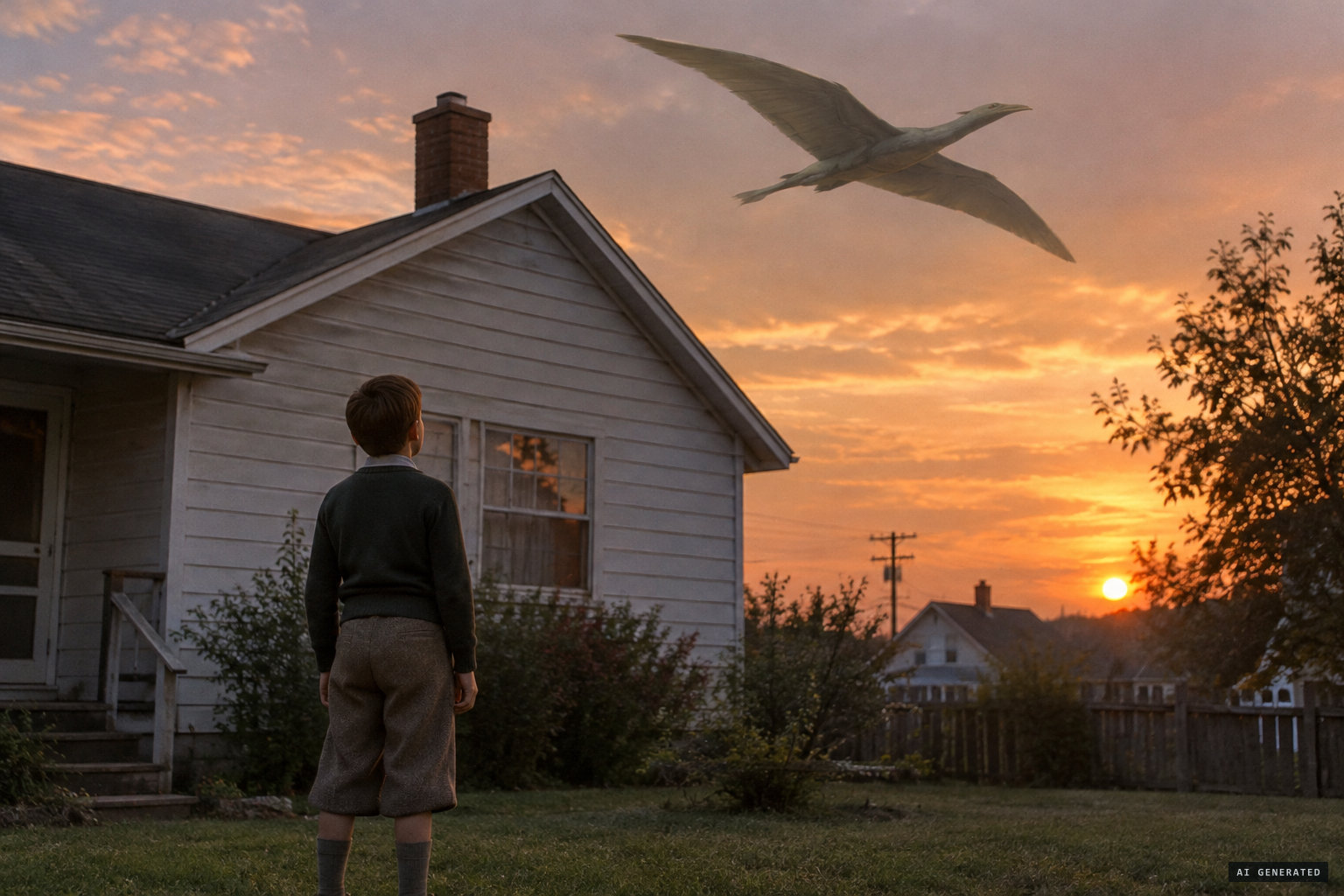 At sunset, James Trares sees a gray-green bird the size of an airplane fly over his home