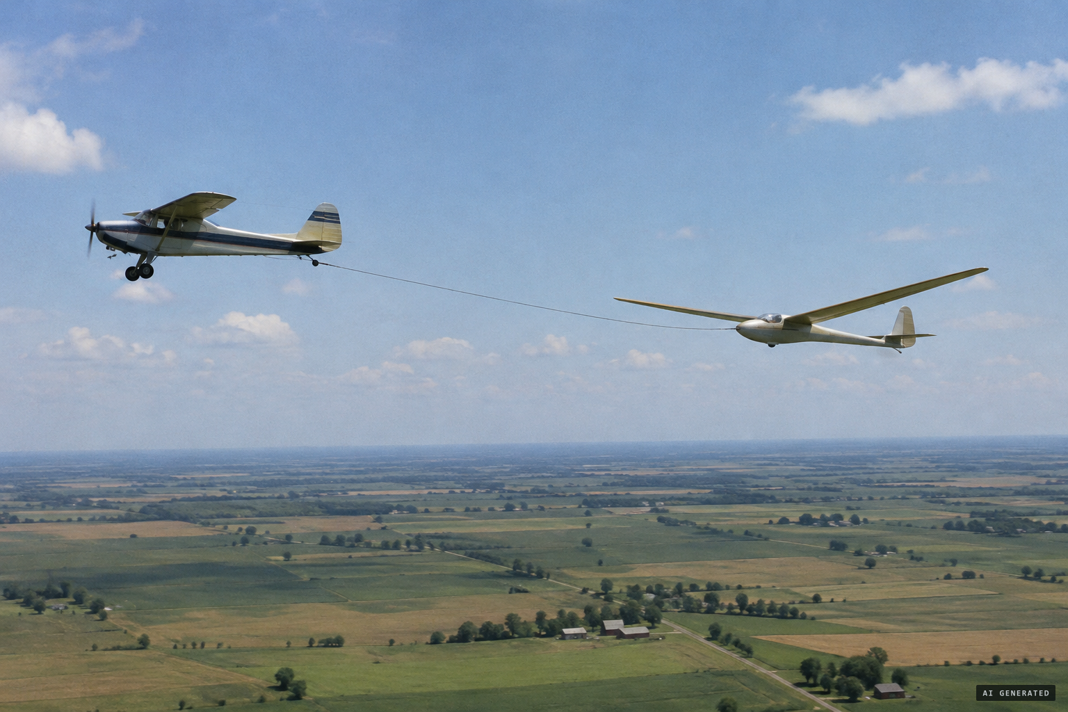 One explanation: an airplane-towed glider
