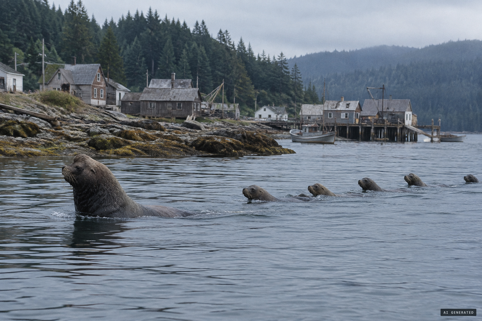 At Alert Bay, the bull leads his group