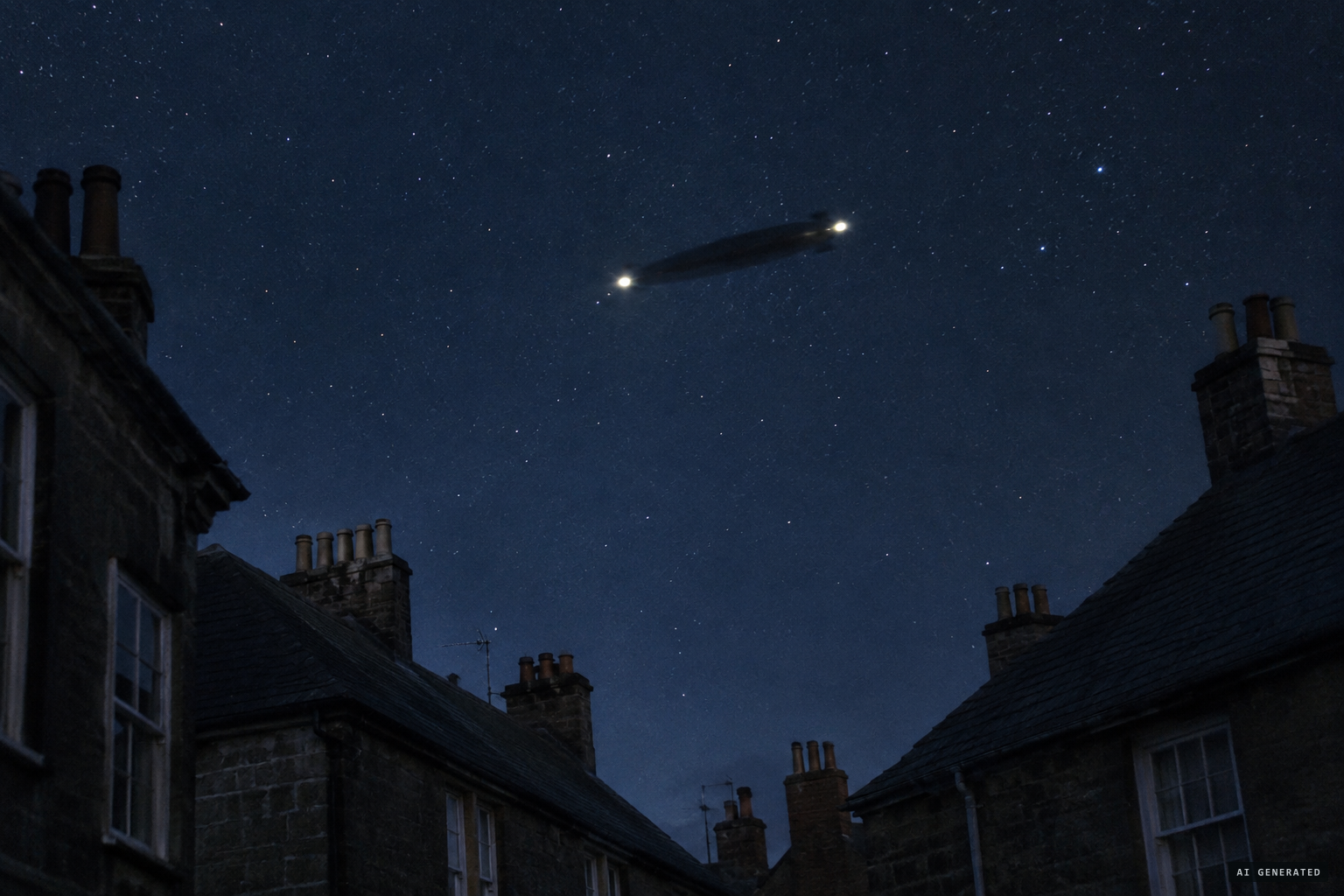 A mystery airship with two visible lights moves at a 'rapid rate' in the small hours
