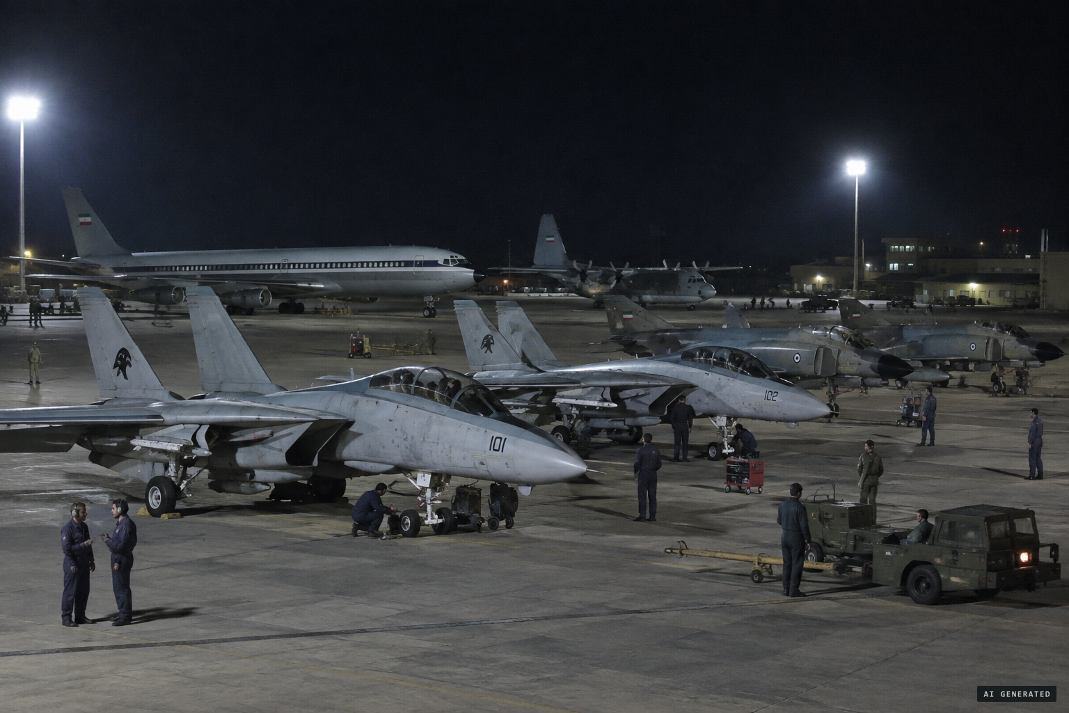 Iran's task force of F-4Es, F-14s, a Boeing 707 and a C-130 to guard the nuclear sites