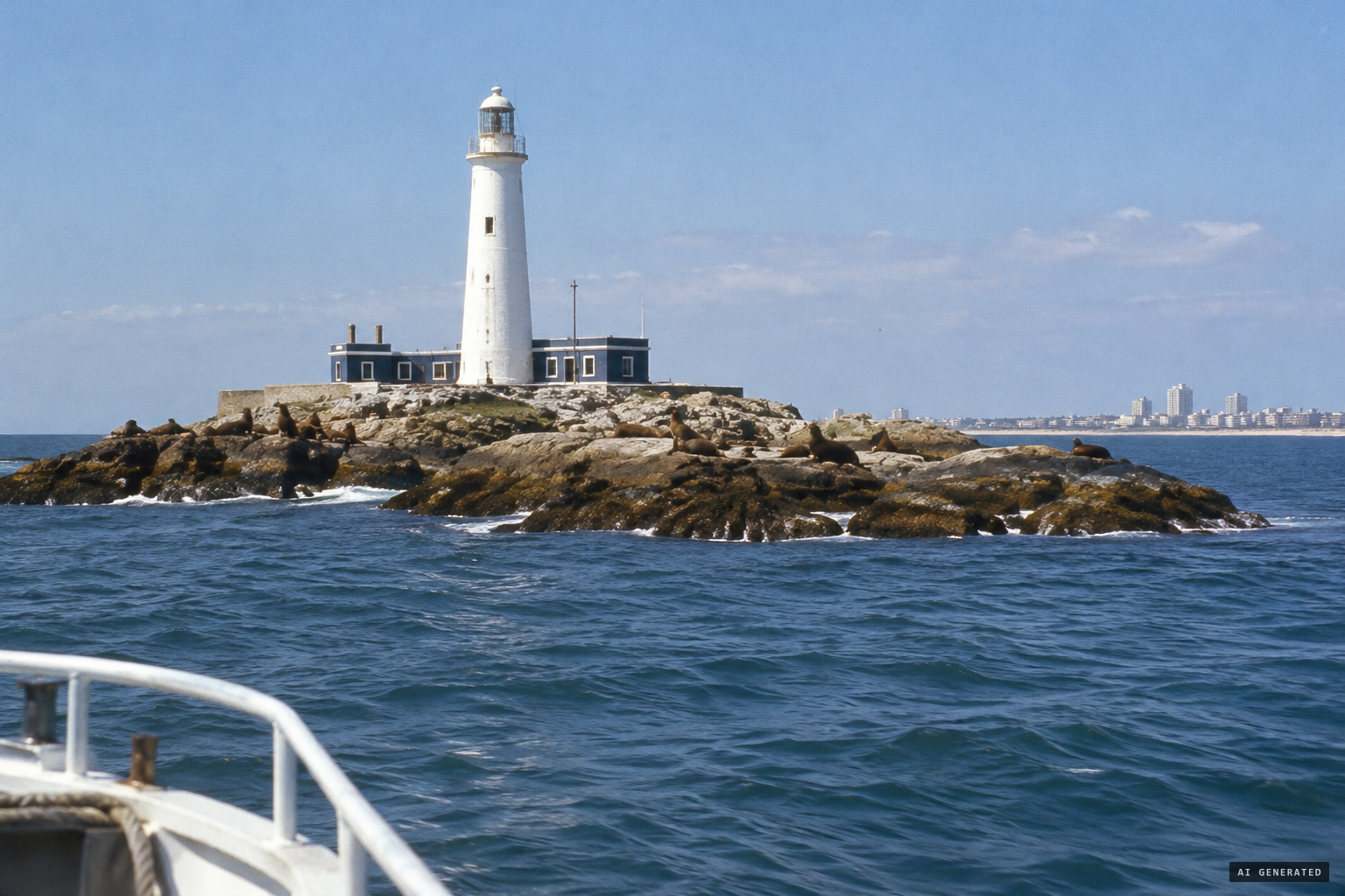 Isla de Lobos and its Navy lighthouse, 8 km off Punta del Este