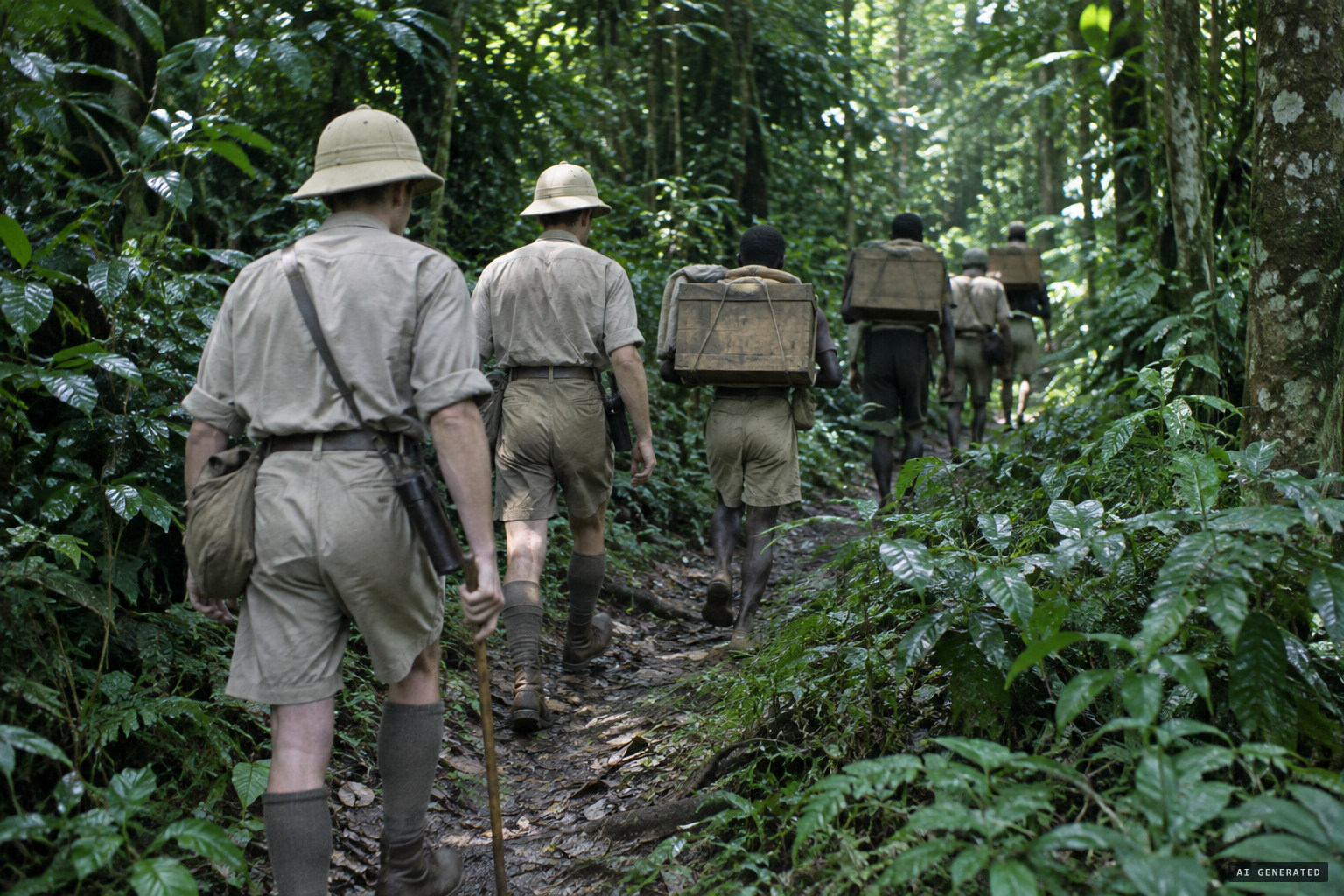 The Percy Sladen Expedition collecting animals in the forests north of Mamfe.