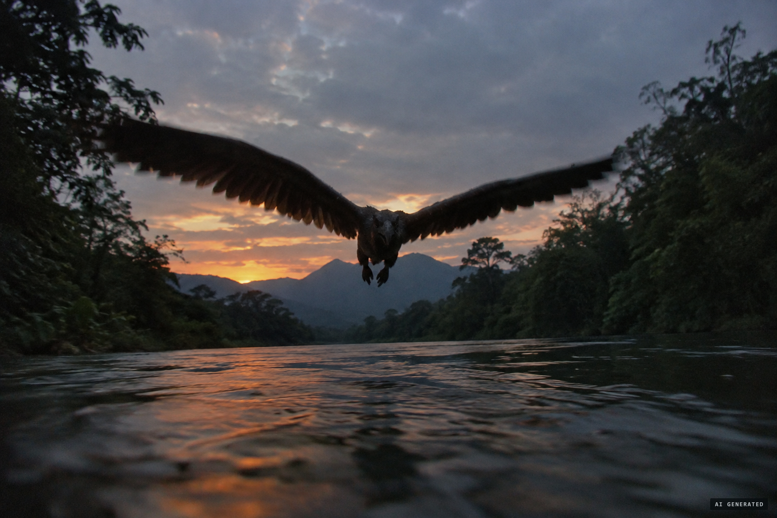 A black thing the size of an eagle coming straight at Sanderson, a few feet above the water.