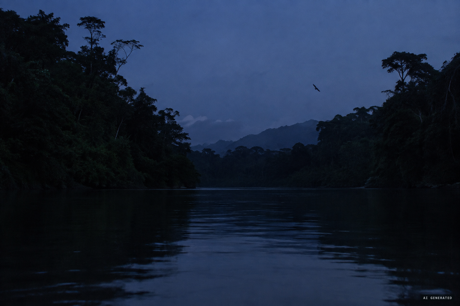No specimen was ever recovered, but the black shape over the river endures.