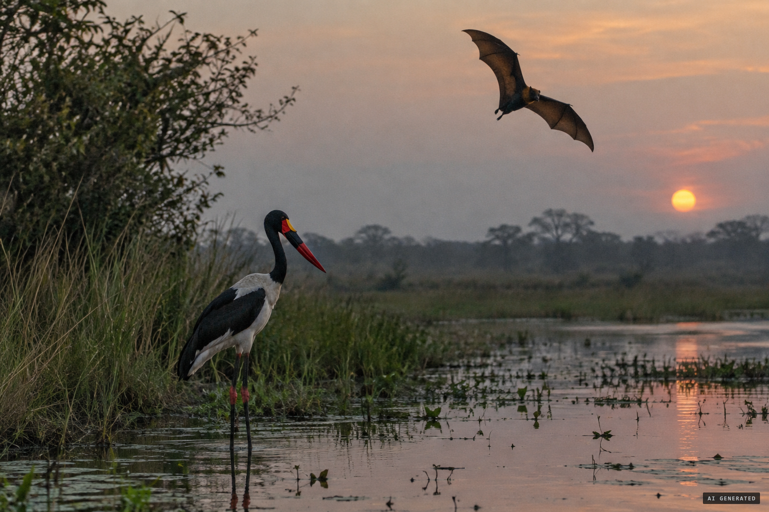 Other suggestions: saddle-billed storks, giant bats or unknown birds