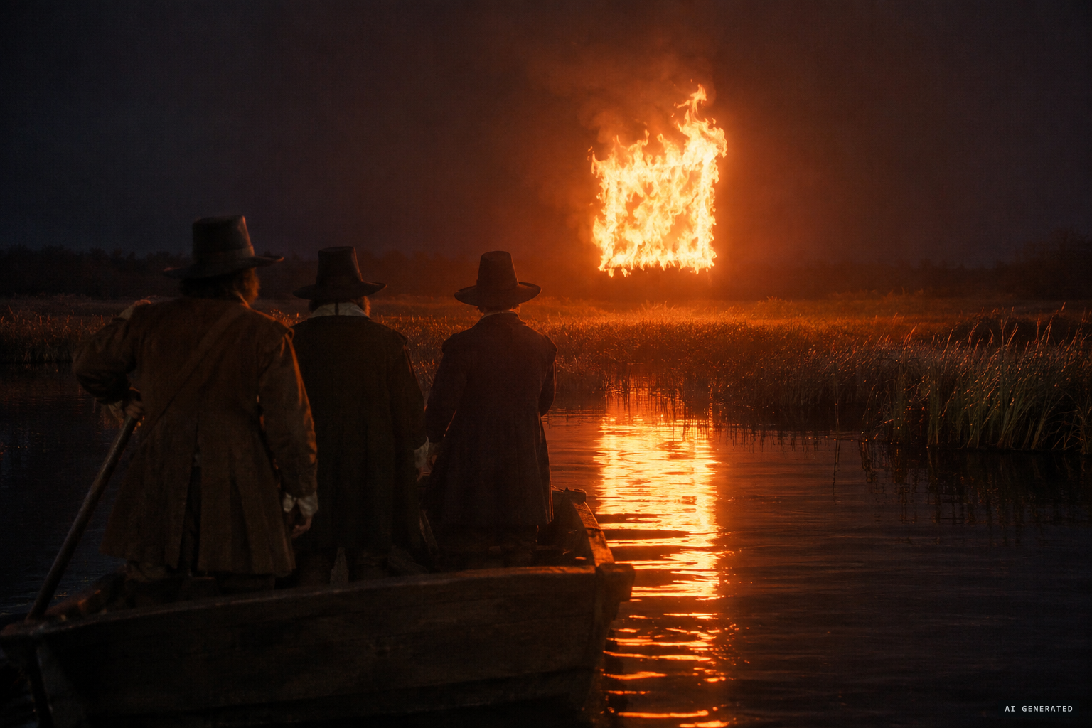 The great light stands still and flames up, about three yards square