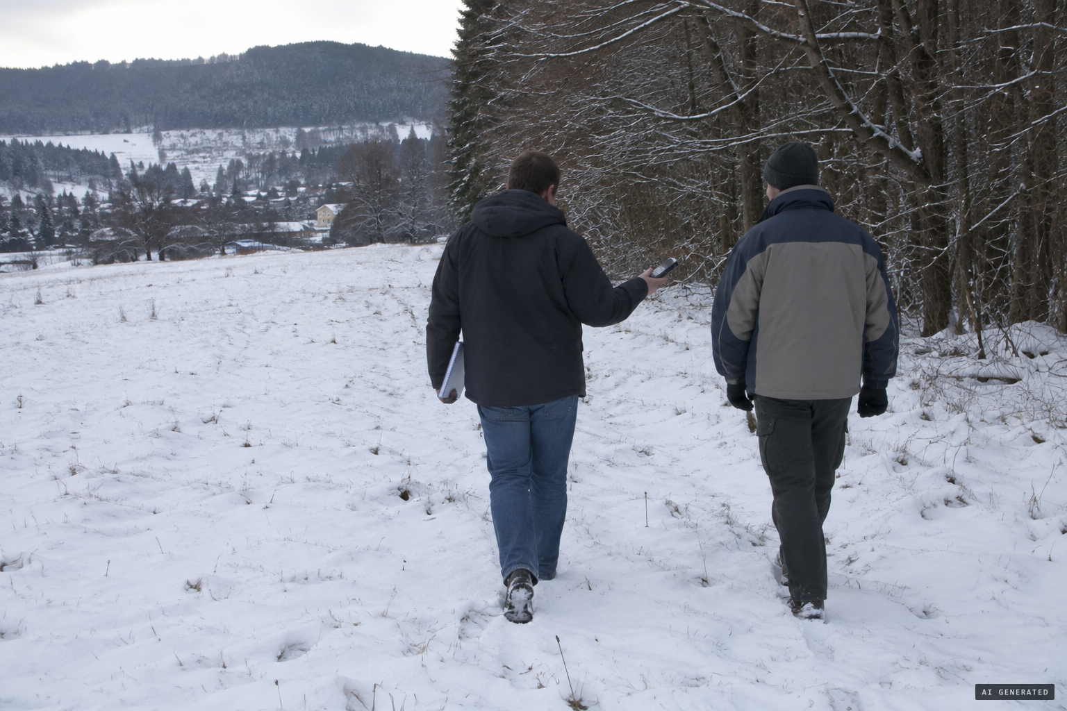 Ufologist Janusz Zagórski examines the landing site with Maksymów