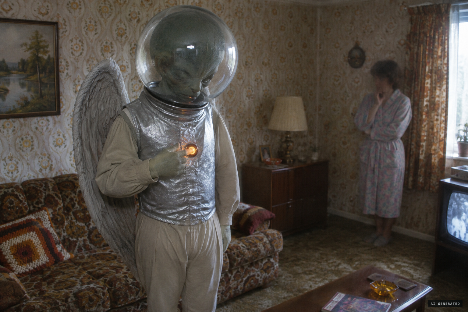 The beings speak by touching the buttons on their chests