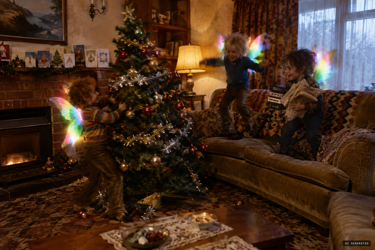 They shake the Christmas tree and bounce on the sofa