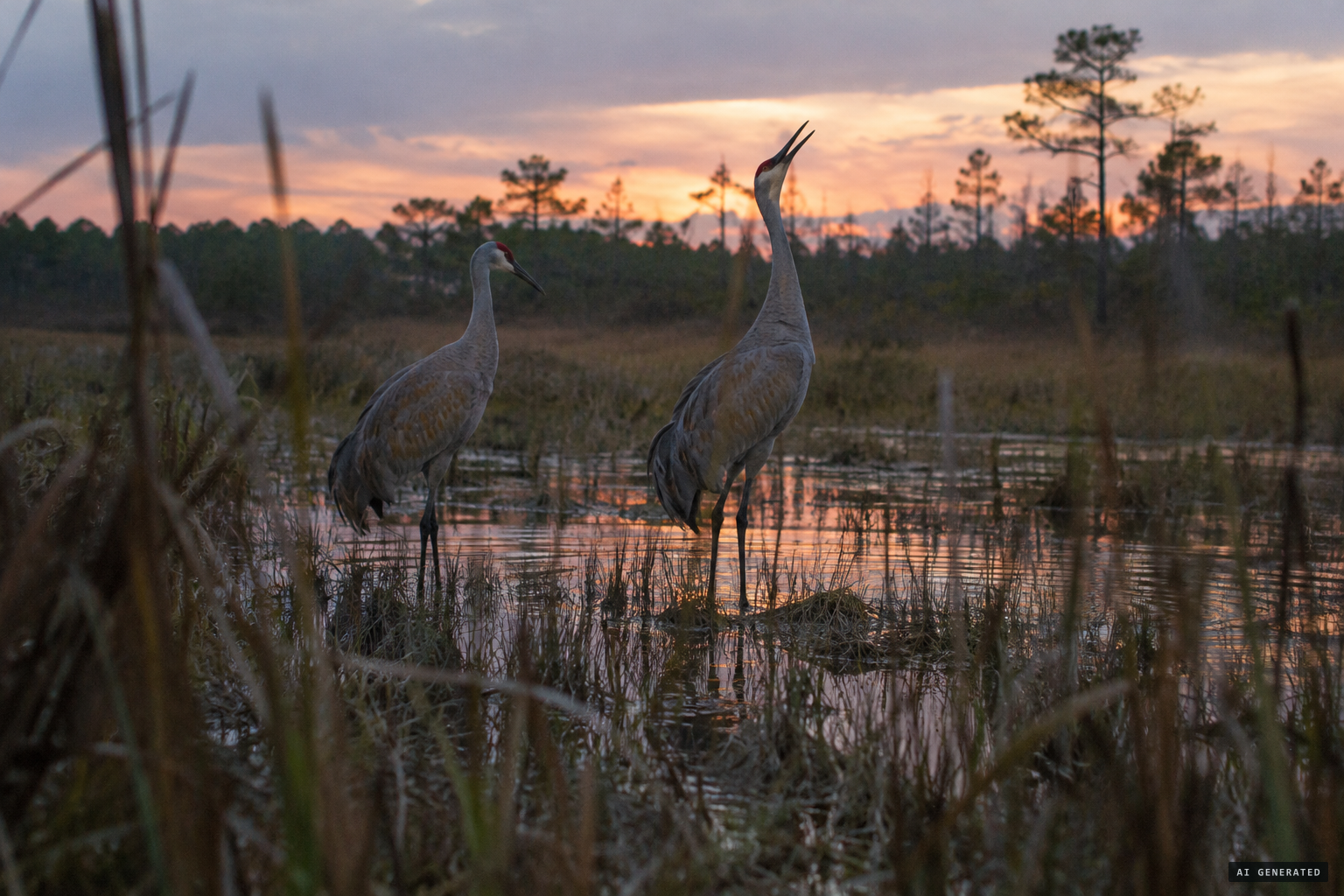 One suggestion: vagrant sandhill cranes with loud calls