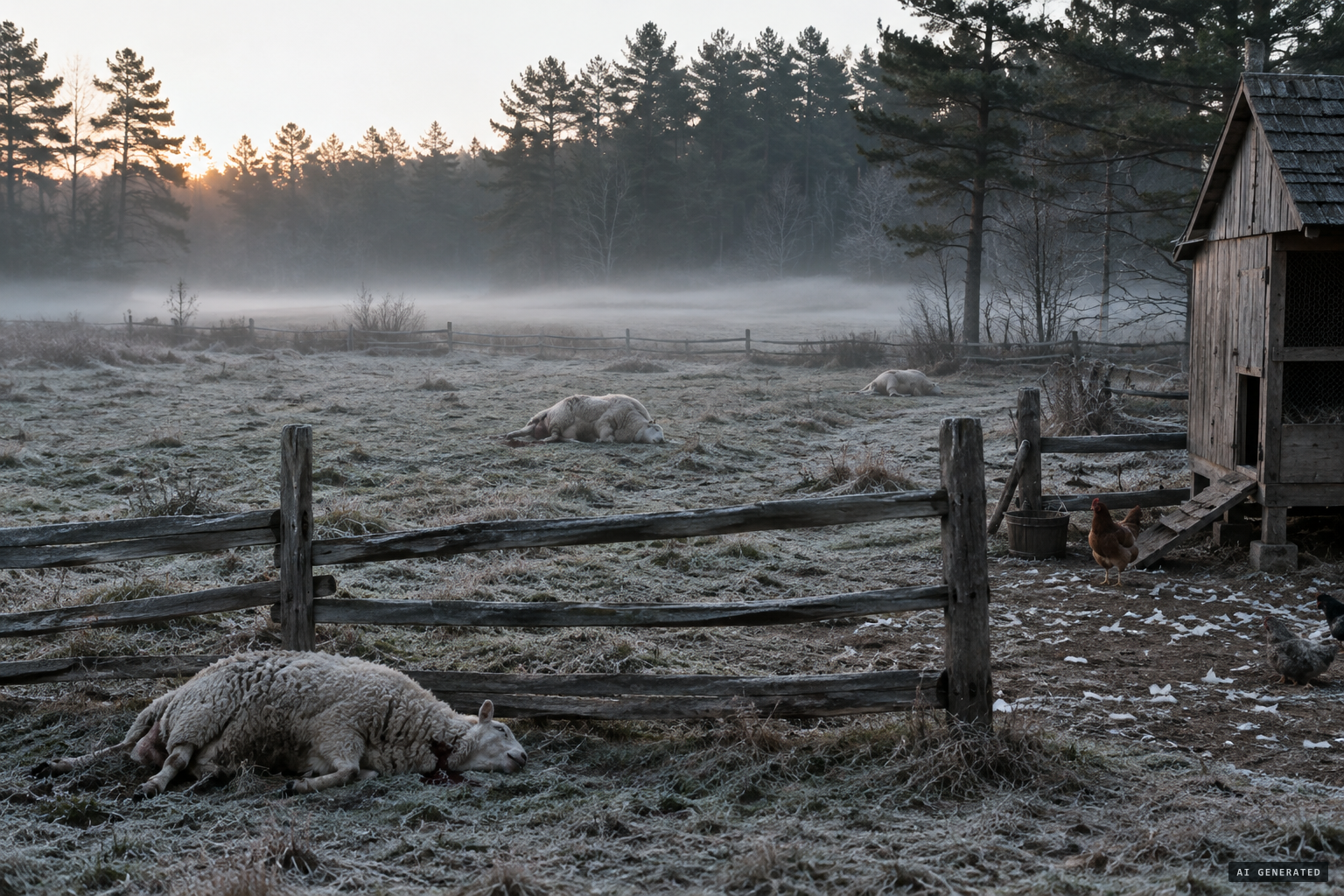 1840: many sheep and chickens found killed