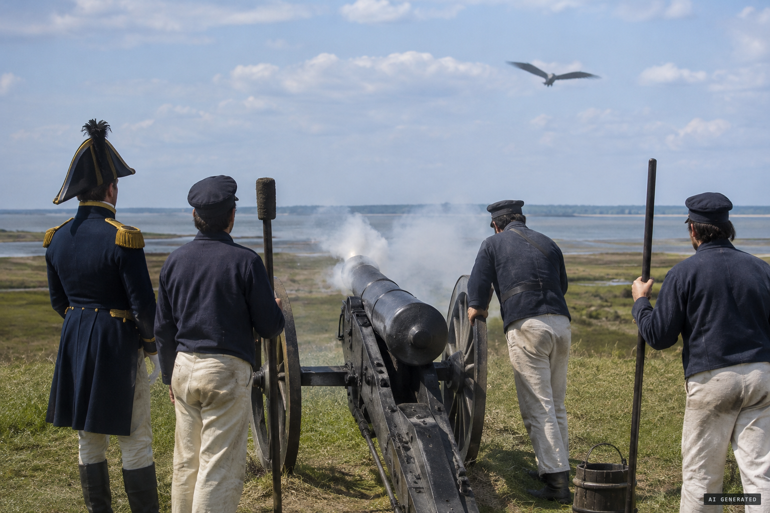 Decatur fires at the creature, which keeps flying across the field