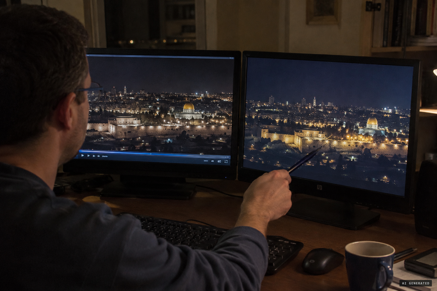 The third video's background matches a Wikimedia night photograph