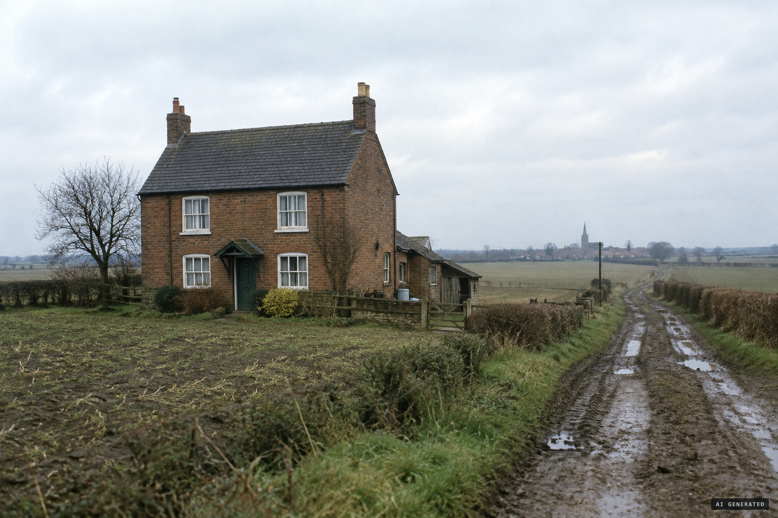 The isolated cottage at Vicarage Farm, Ranton, two miles from the nearest house