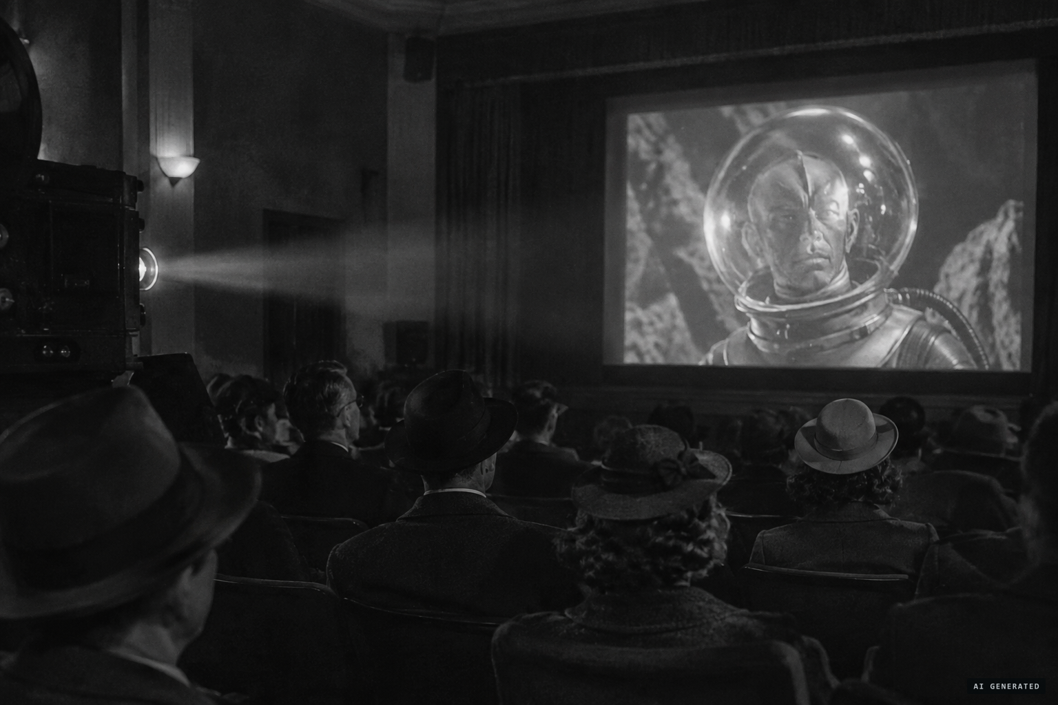 The "fishbowl" helmets, compared with films such as The Man from Planet X