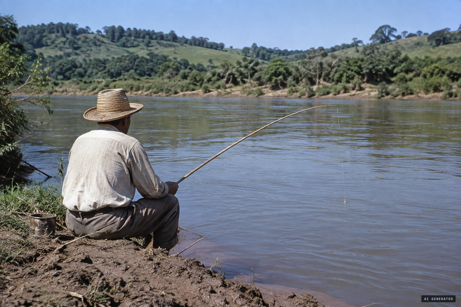 João Prestes Filho spends the day fishing on the Rio Tietê