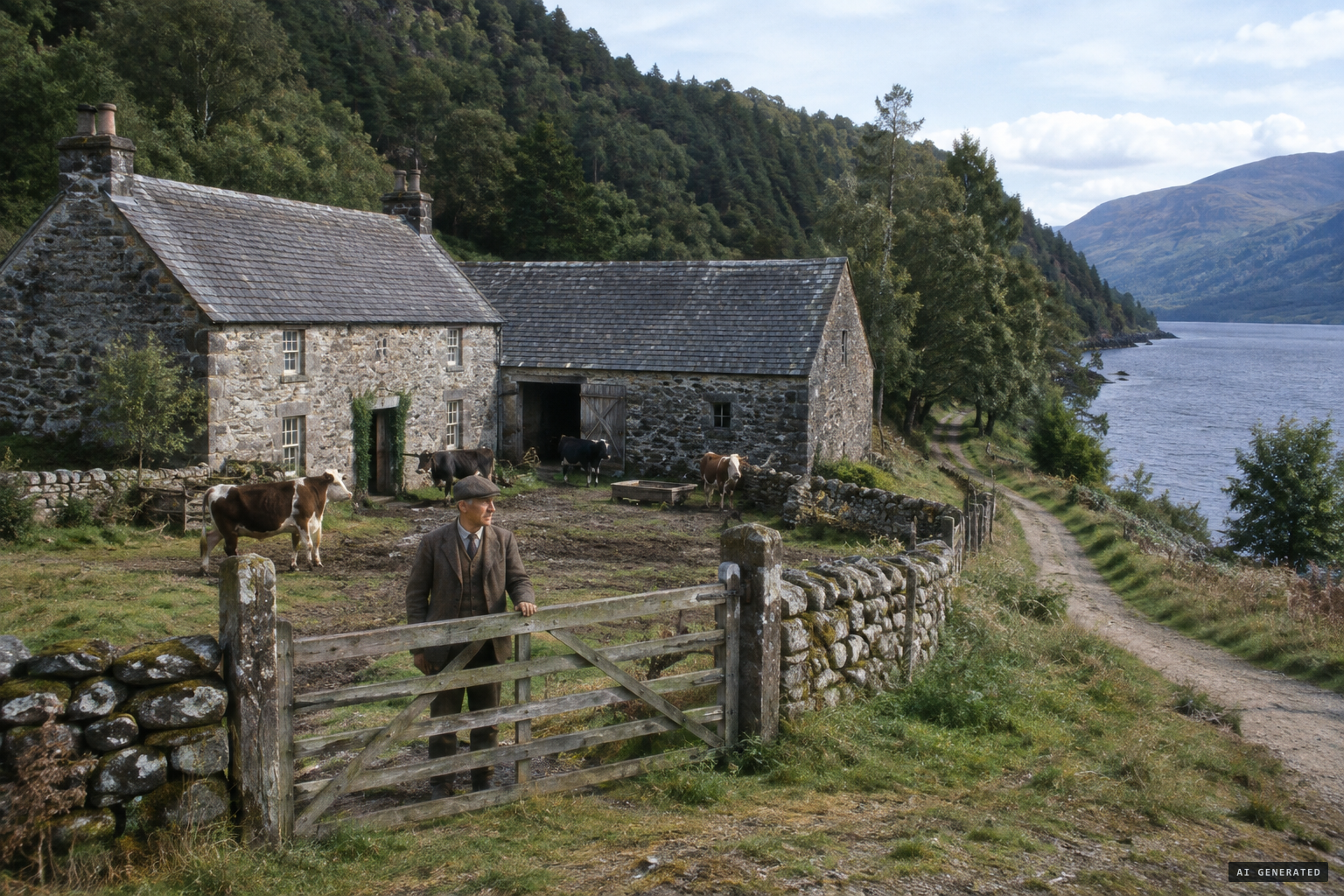The Forbes farm at Foyers Mains and the old military road