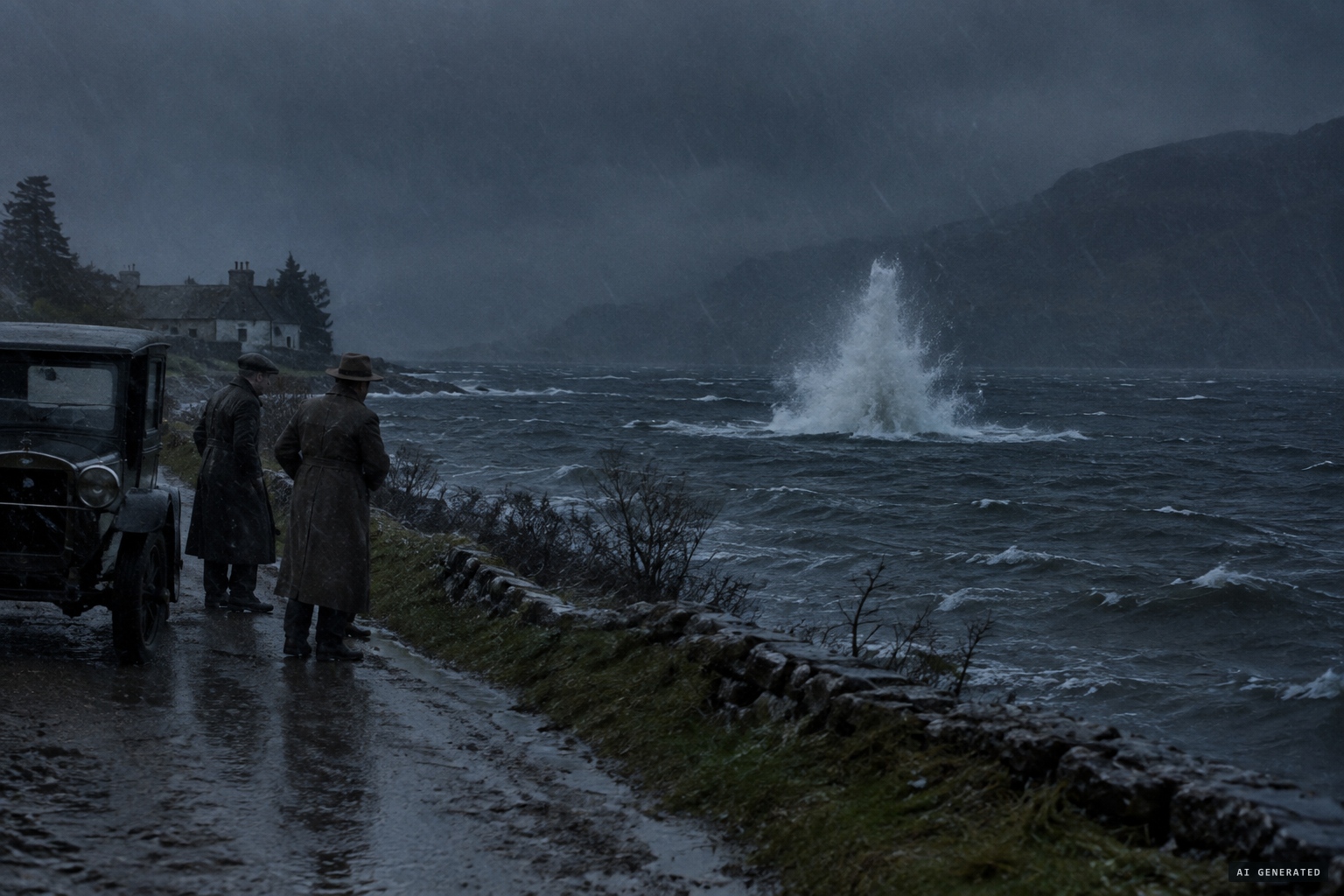 It splashes into the loch