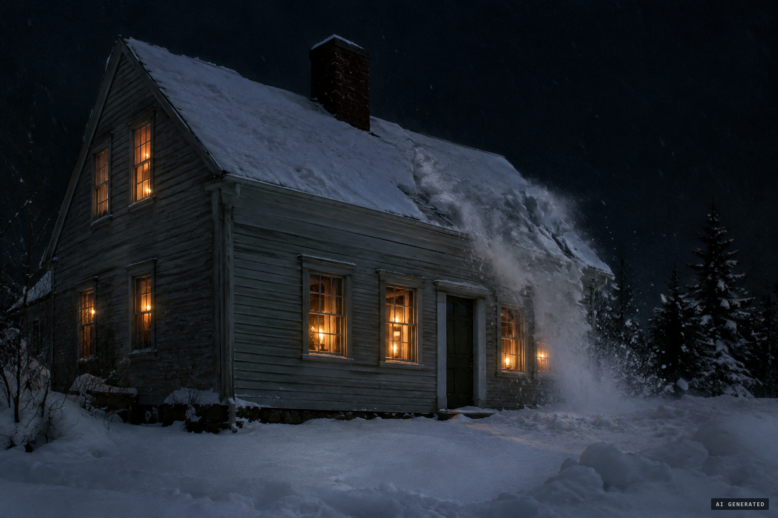 Blows like heavy stones and cannon-like explosions shake the house