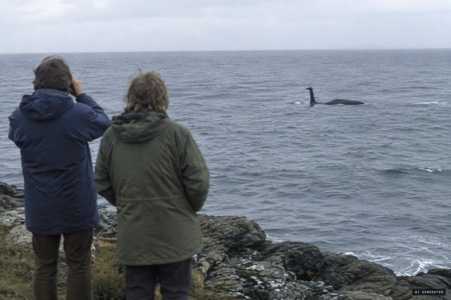 Witnesses at Pendennis Point watch a long-necked shape in the sea