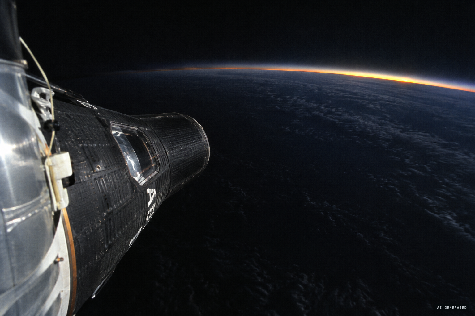 Friendship 7 heads across the Pacific toward its first orbital sunrise.