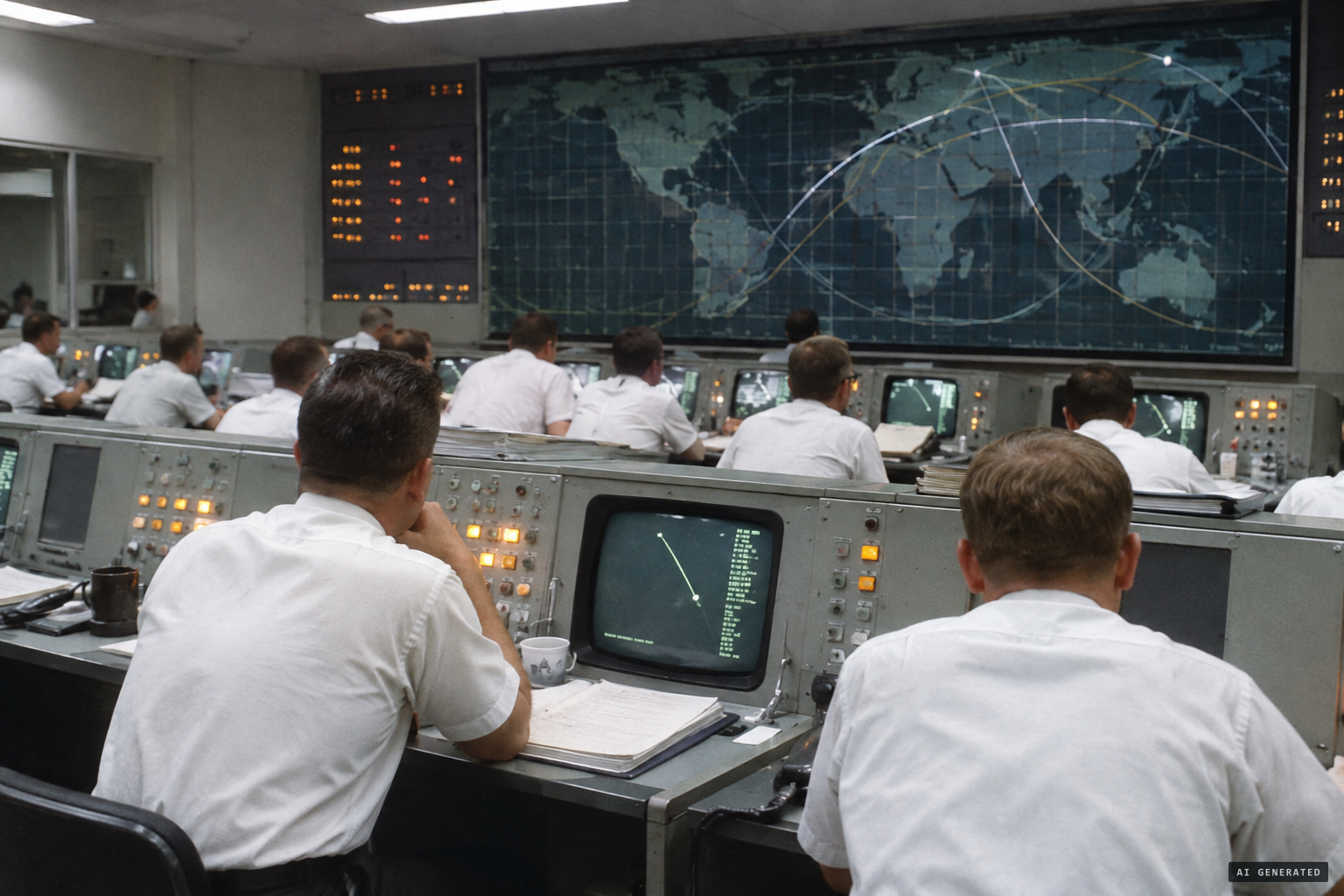 Mission control worries over ice crystals, thrusters, and a heat-shield alarm.