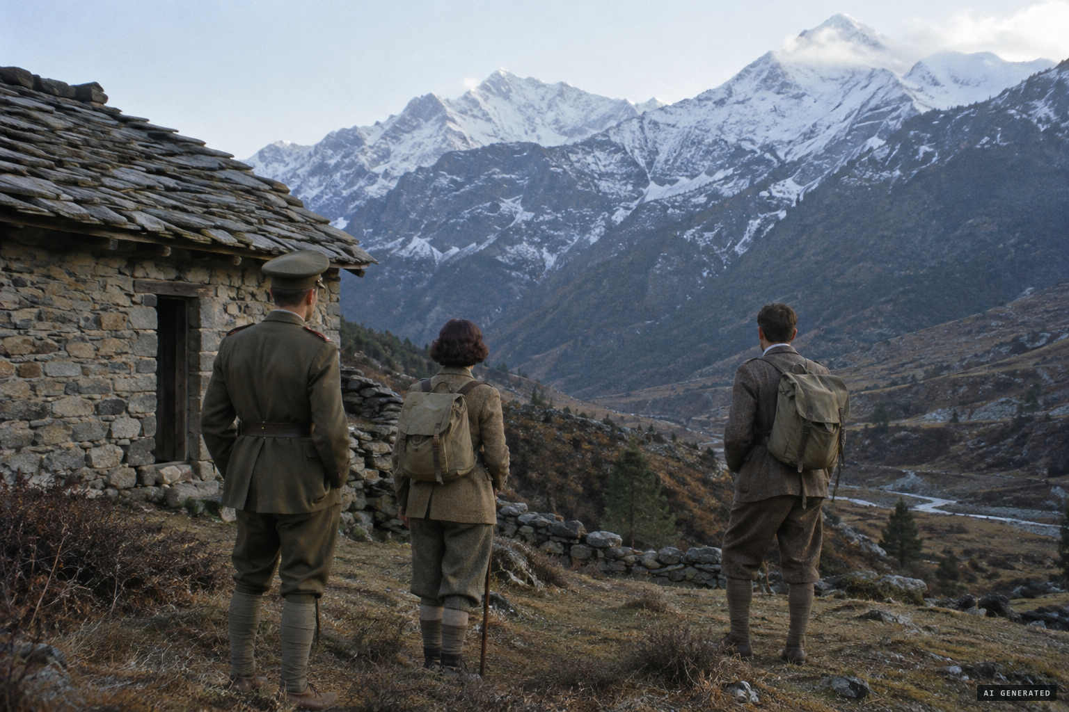 Late autumn 1937: John Hunt, Joy Hunt and Reggie Cooke in Sikkim