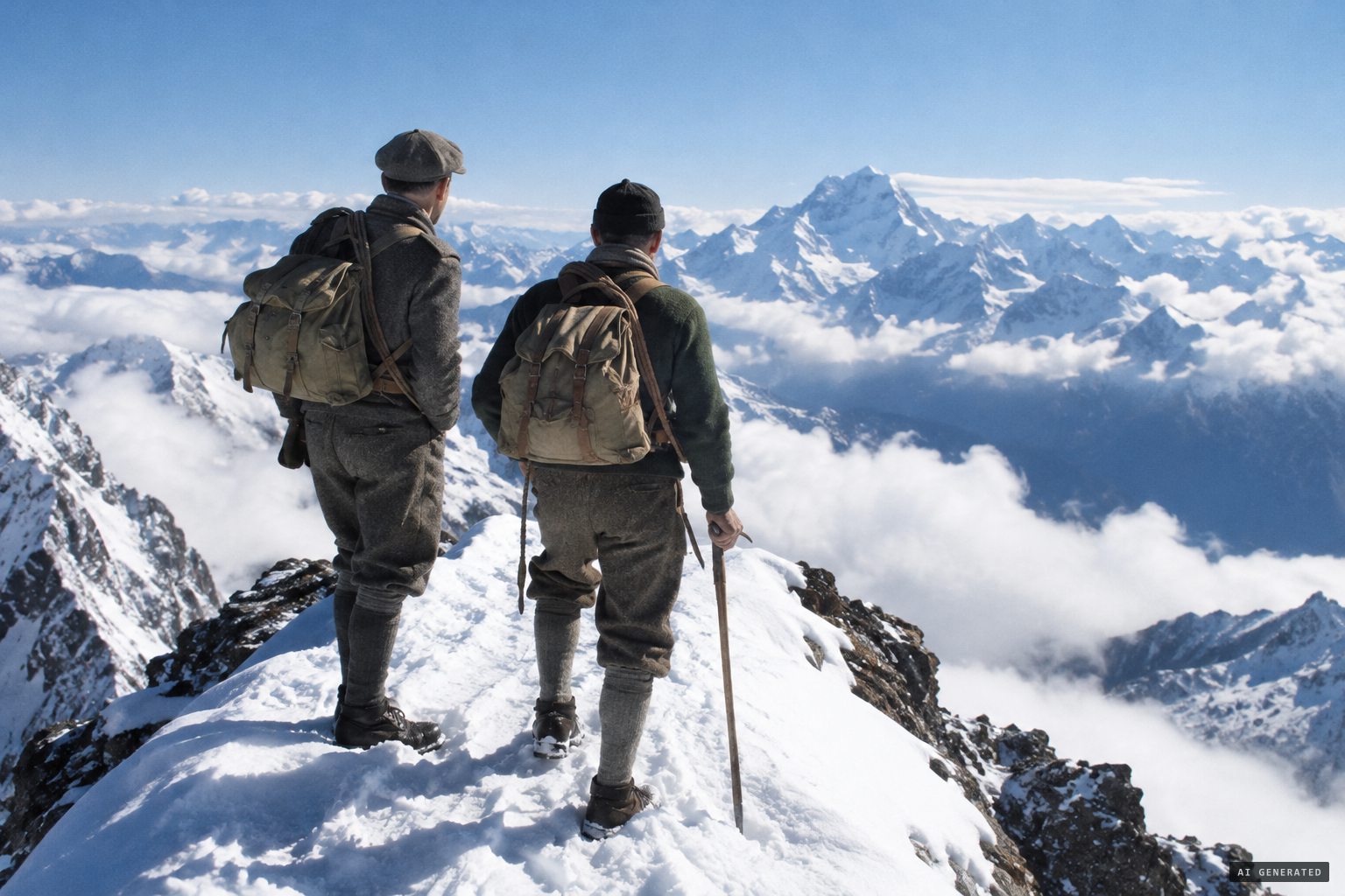 9.45 a.m., 18 November: the two men reach the col