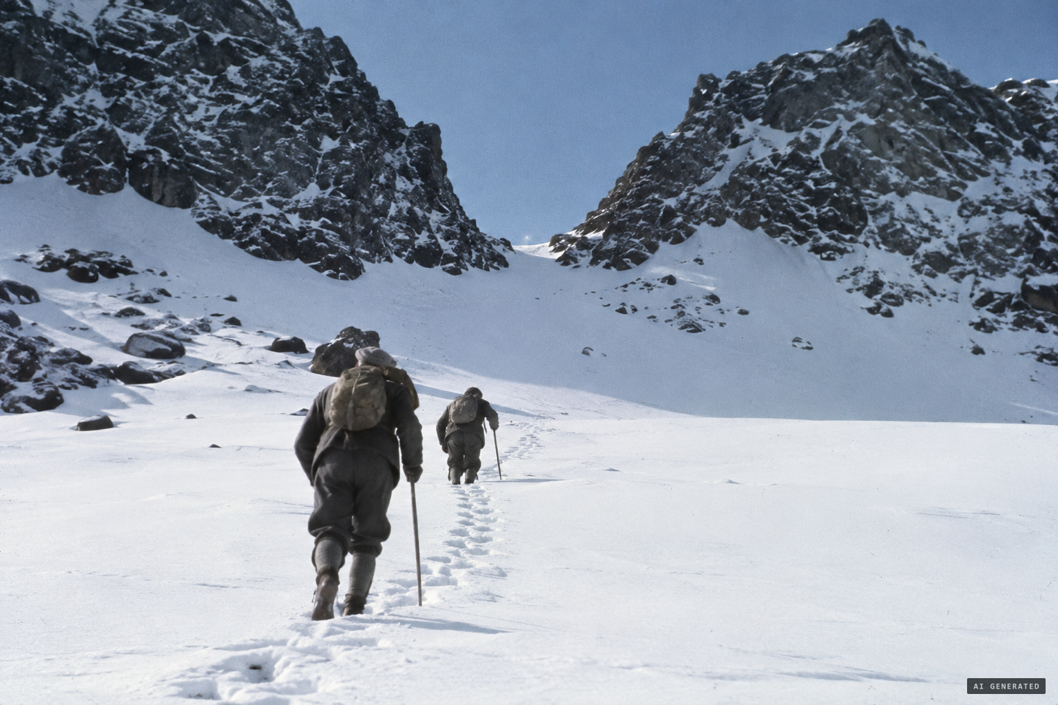 Tracks on the final slope, leading to the neck of the gap