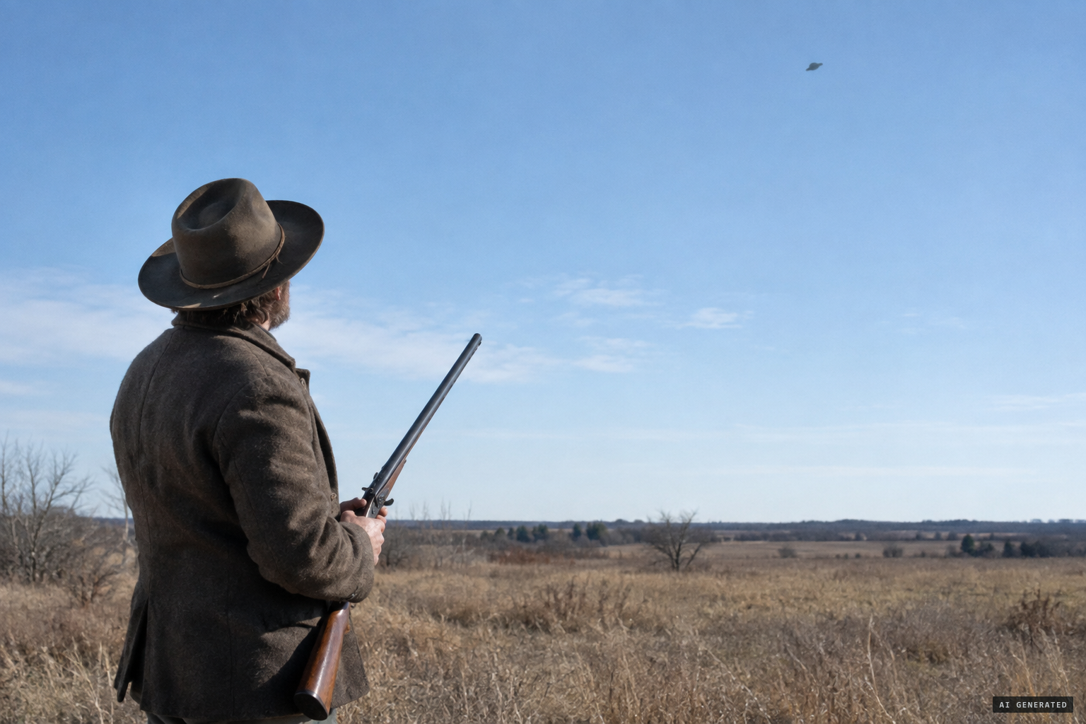 John Martin, out hunting, spots a dark object high in the southern sky